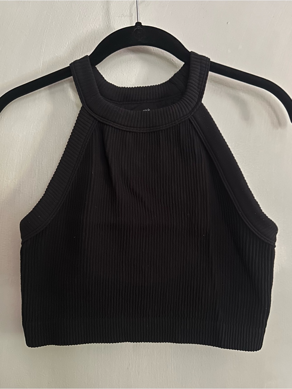 Aerie Real Good Ribbed High Neck Crop Tank Top – Black – Size L